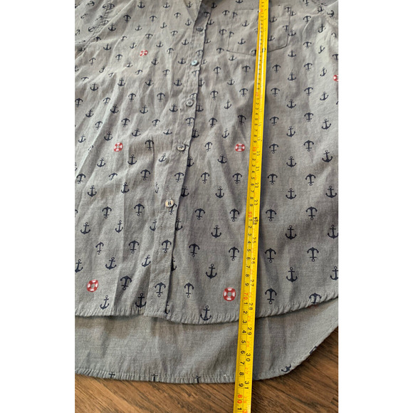 Sunday Work Clothes Shirt Mens Large Button Up Nautical Anchor Collared Shirt - Picture 10 of 11